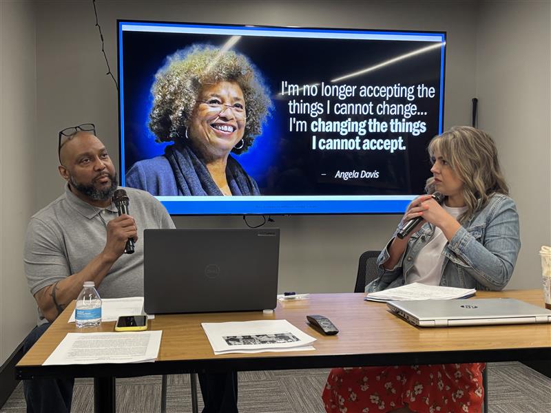 Guest speaker and RAMP's Jessica at an intersection of Race and Disability training